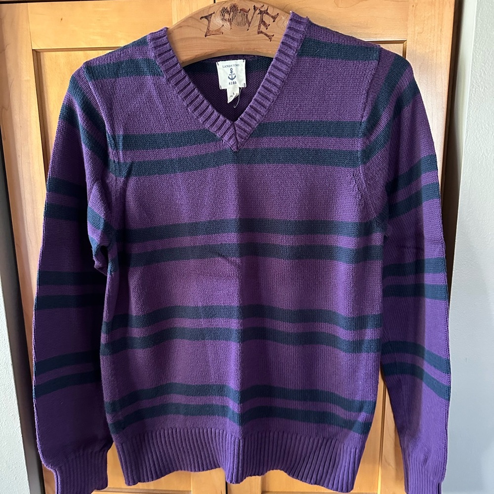 Lands End Kids V-Neck Rugby Sweater Boys L (14-16)